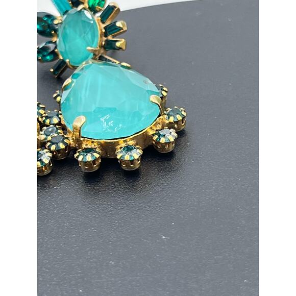 Elizabeth Cole Designer Bright Green Crystal Lennon Drop Dangle Runway Earrings - Picture 13 of 16